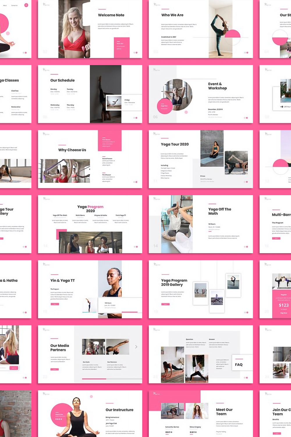 Unique slides with a pink theme.