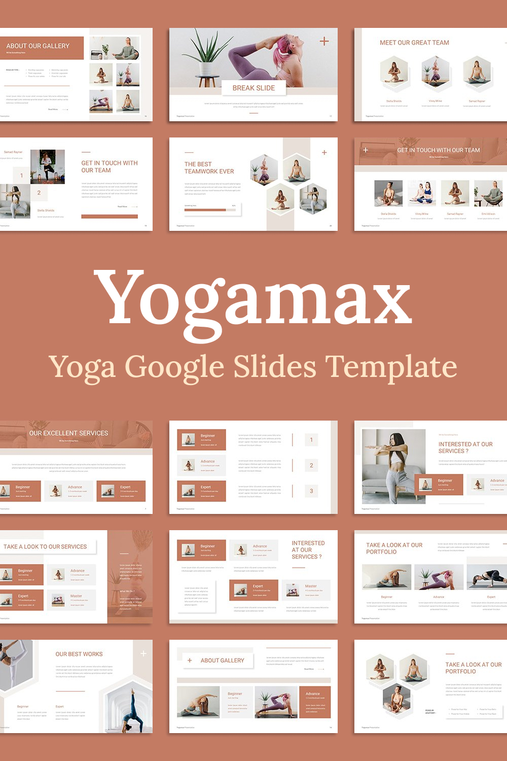 Yoga google slides template of pinterest.
