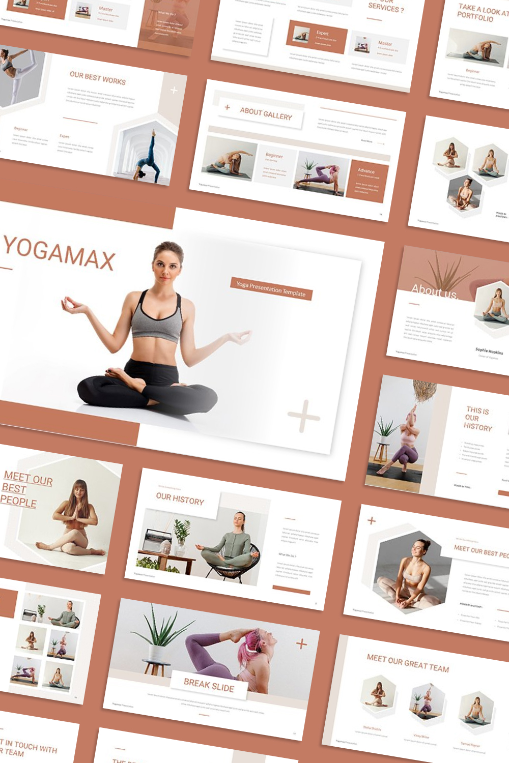 Stylization of the presentation with the theme of yoga.