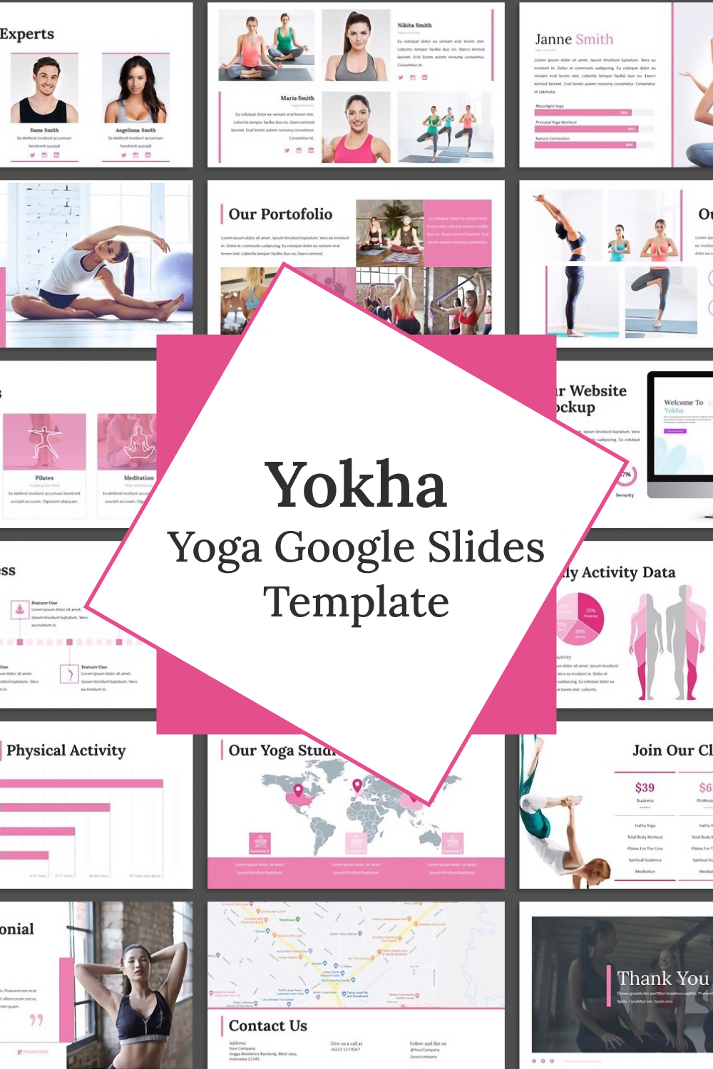 Yoga google slides template of pinterest.