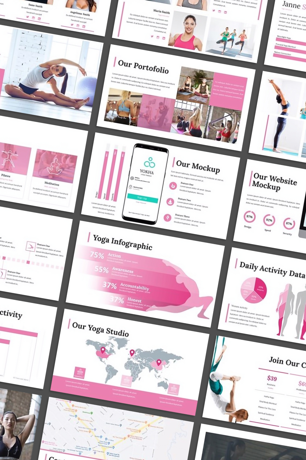 Gorgeous pink yoga themed slides.