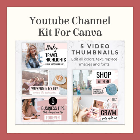 Youtube channel kit for canva preview.