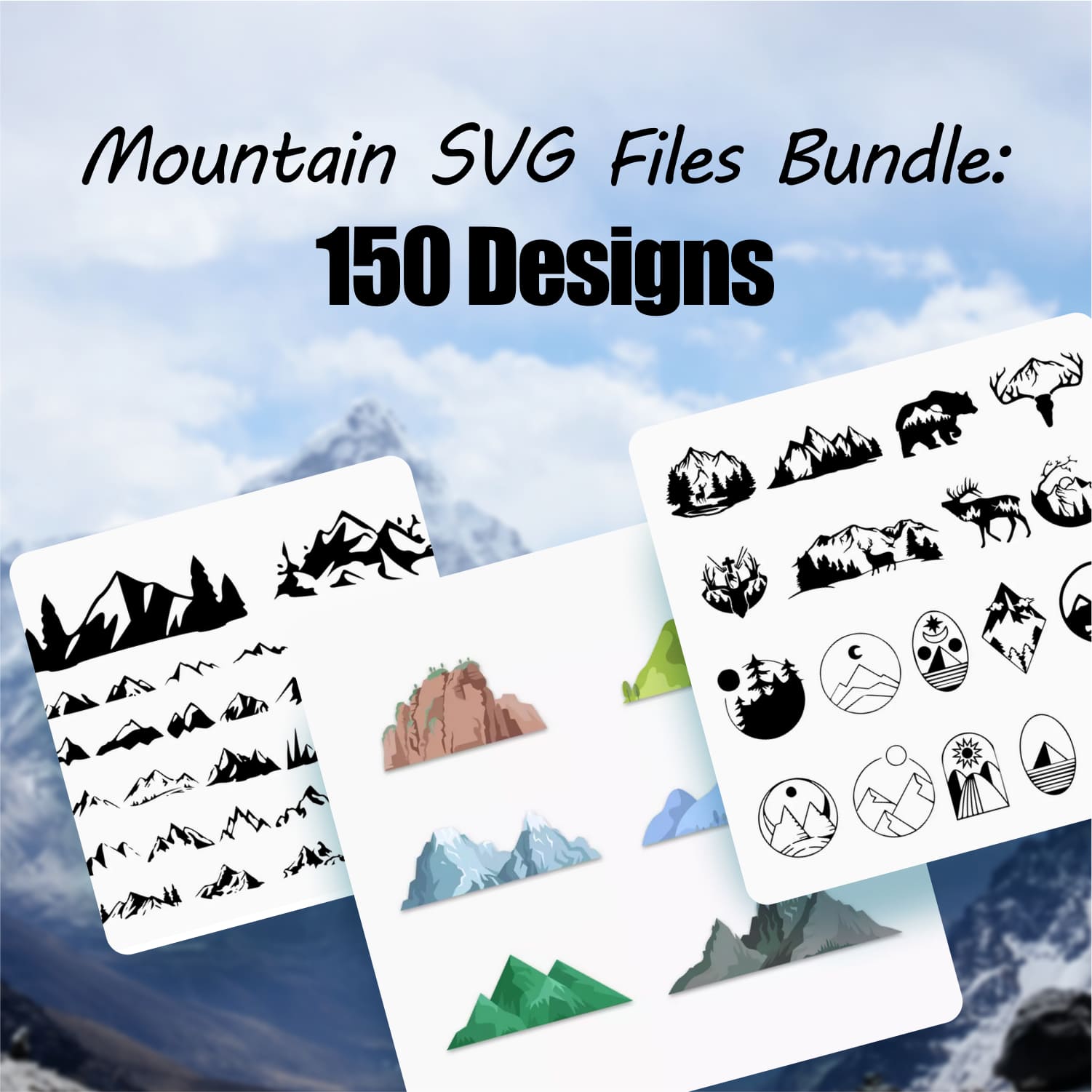 Mountain SVG Files Bundle 150 Designs 1500 1.