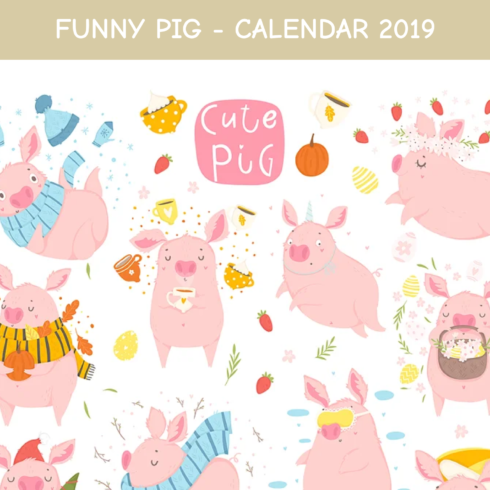 Preview funny pig calendar.