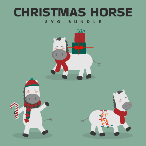 Preview christmas horse svg bundle.