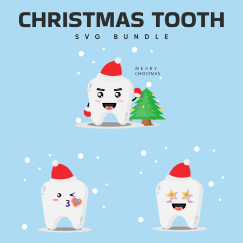 Three figurines with a Christmas tooth.