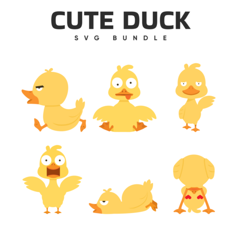 Bunch of cartoon ducks with different expressions.