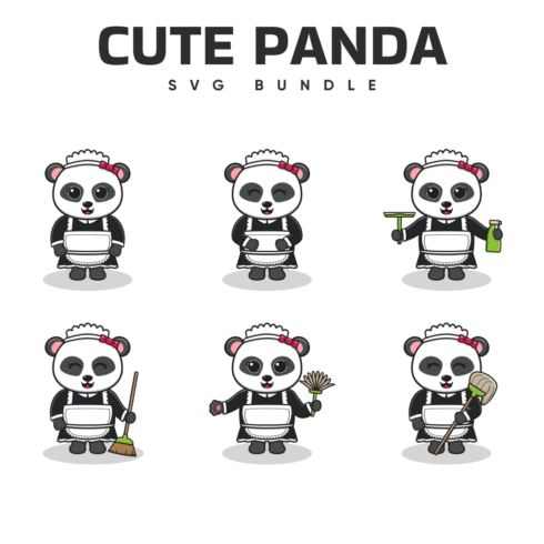 Preview cute panda svg bundle.