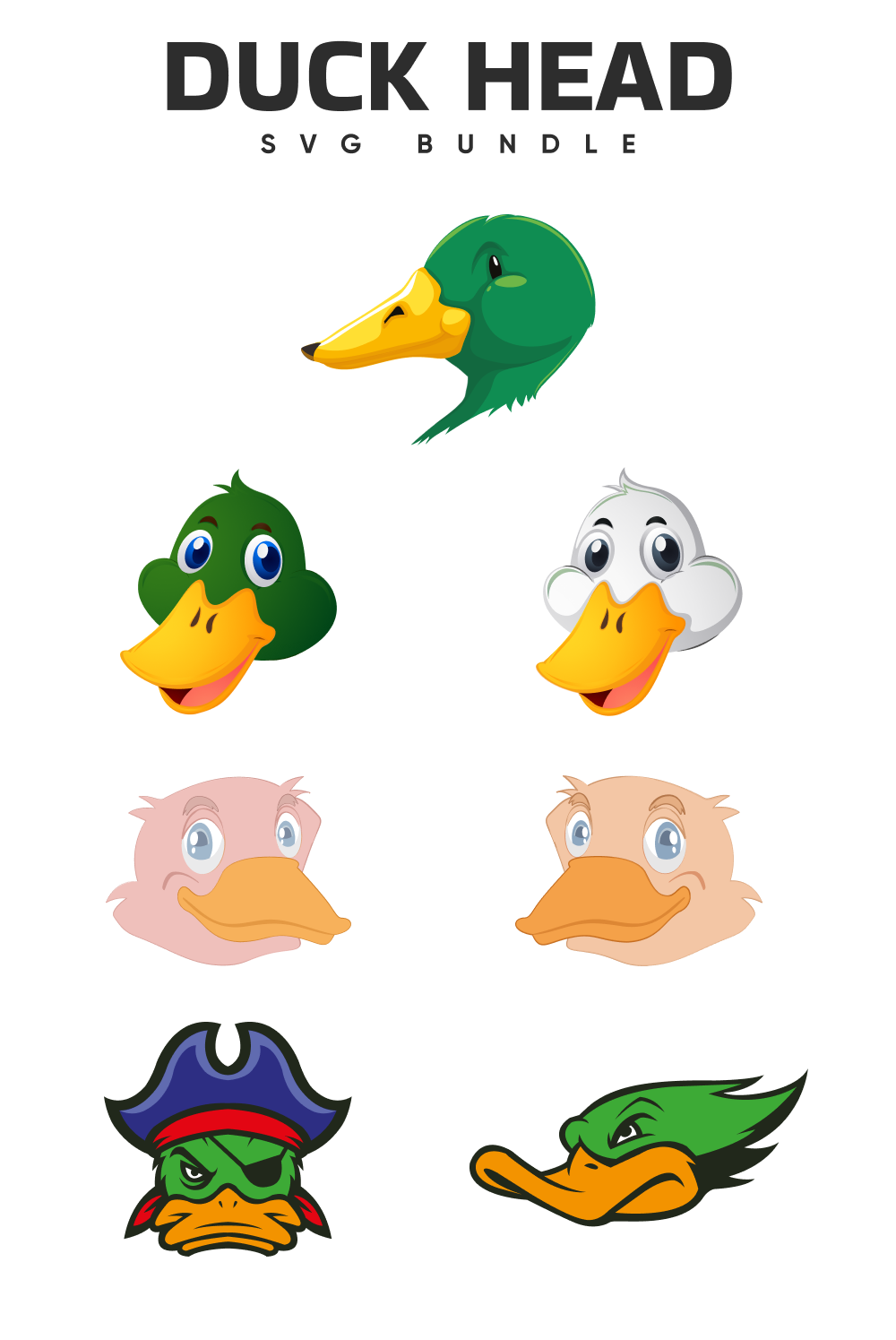 Bunch of ducks that are on a white background.