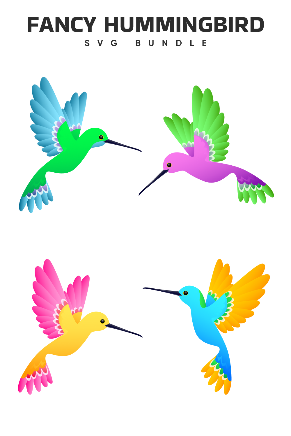 Group of colorful birds flying through the air.