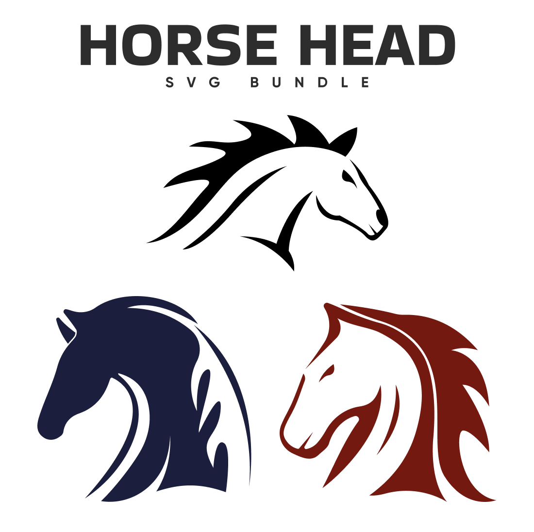 Preview horse head svg bundle.