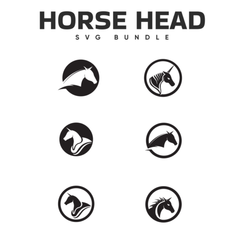 Six black drawn horse heads in two columns on a white background with a caption.