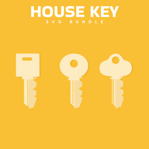 SVG package with three home keys on a yellow background.