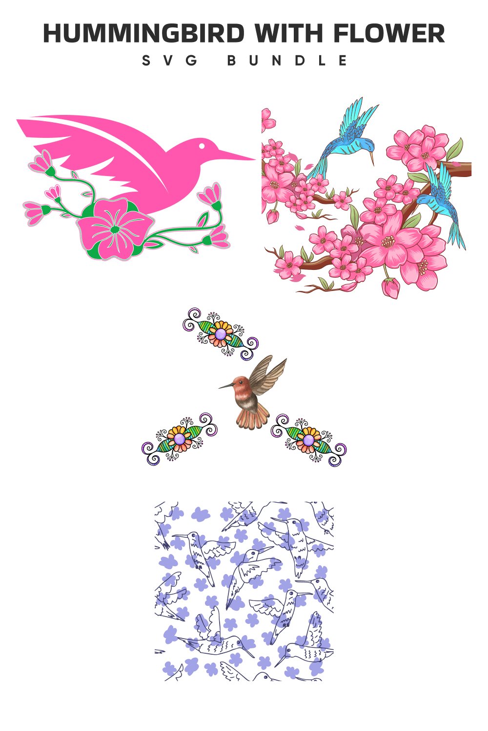 The hummingbird with the flower svg bundle.