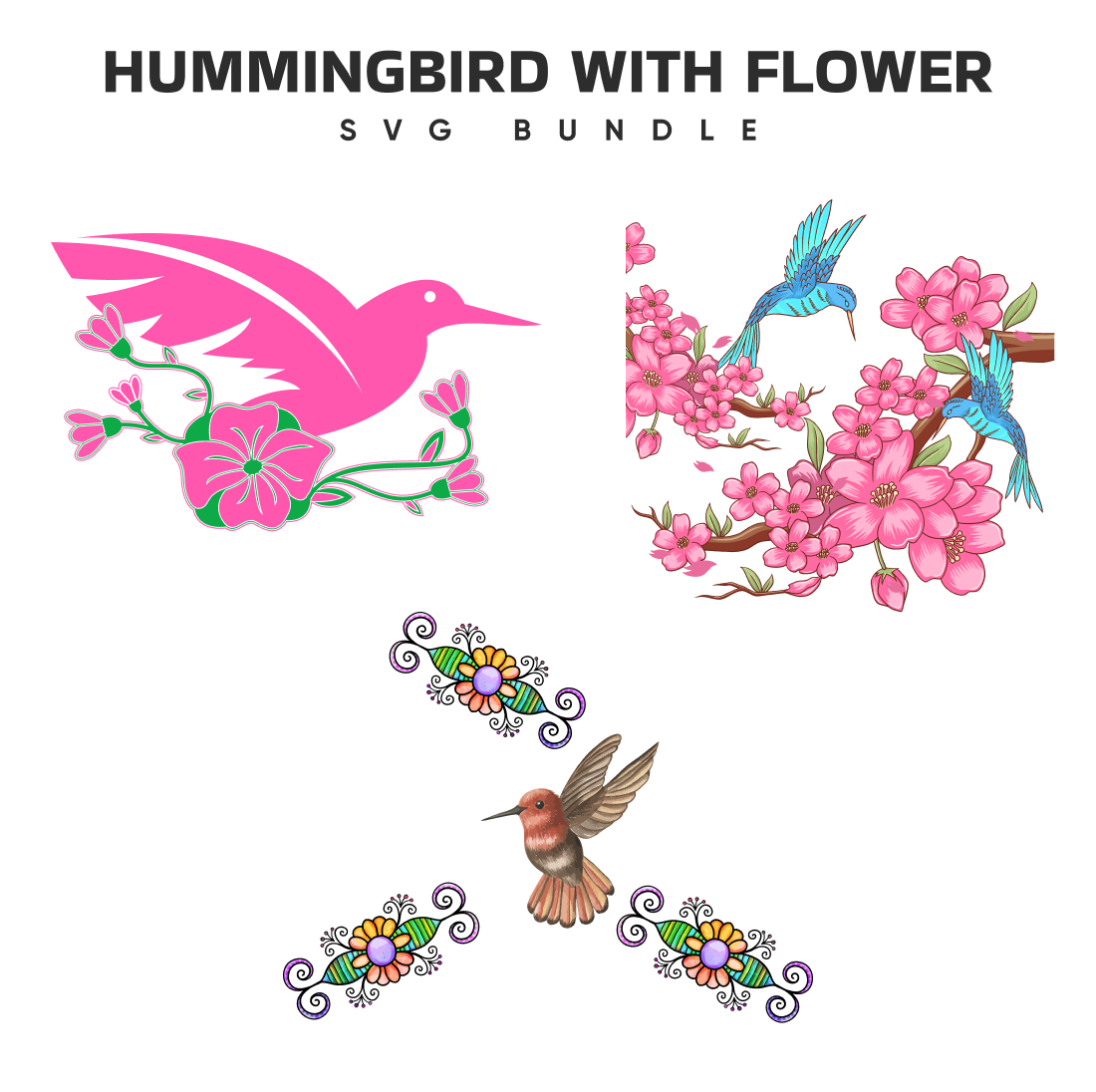 The hummingbird with the flower svg bundle.