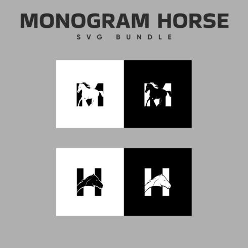 Preview monogram horse svg bundle.