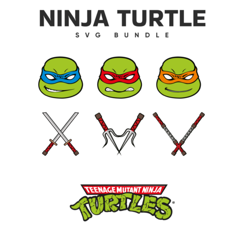 Teenage Mutant Ninja Turtles, logo with three turtle heads.