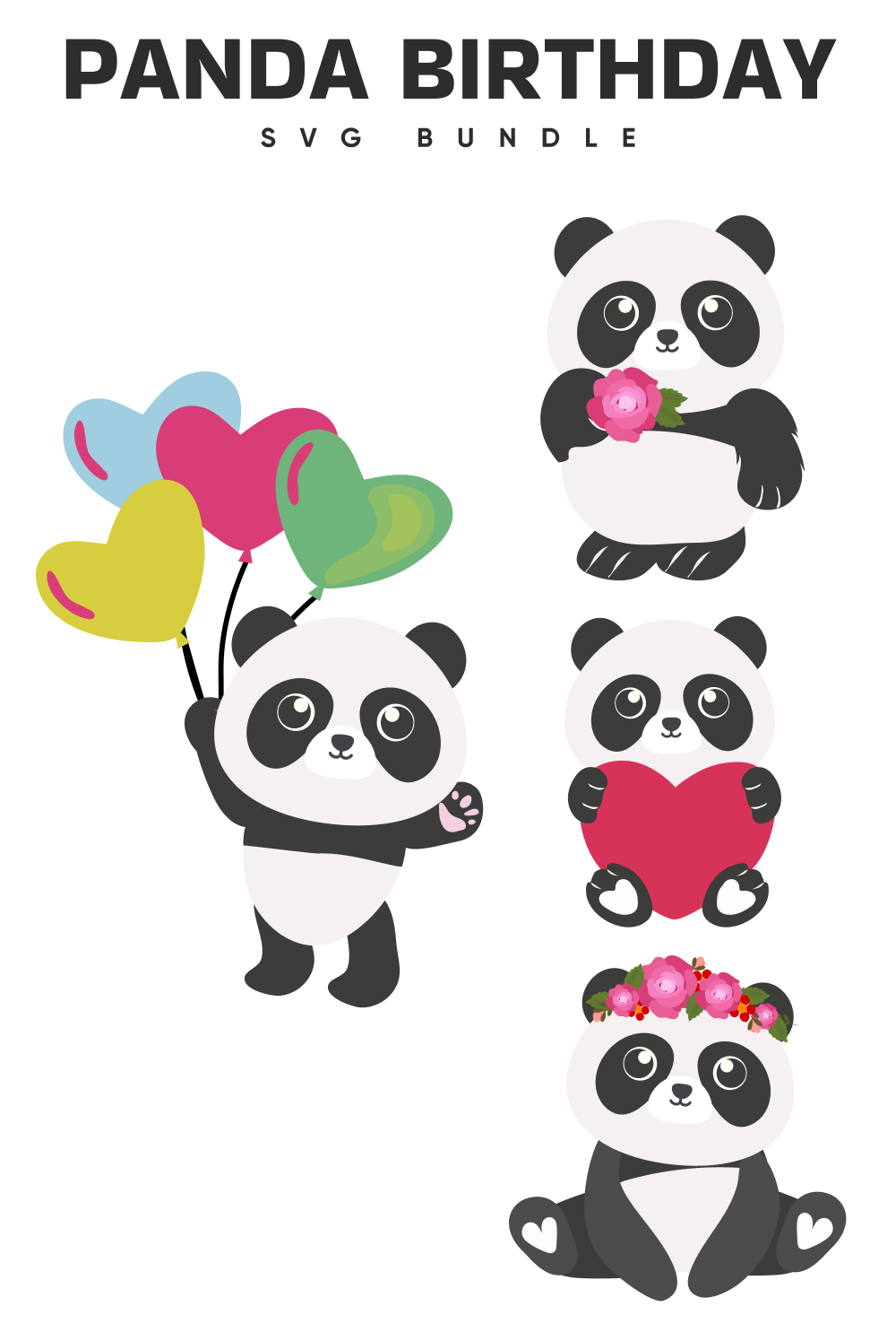 Panda birthday svg bundle.