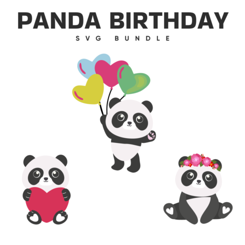 Preview panda birthday svg bundle.