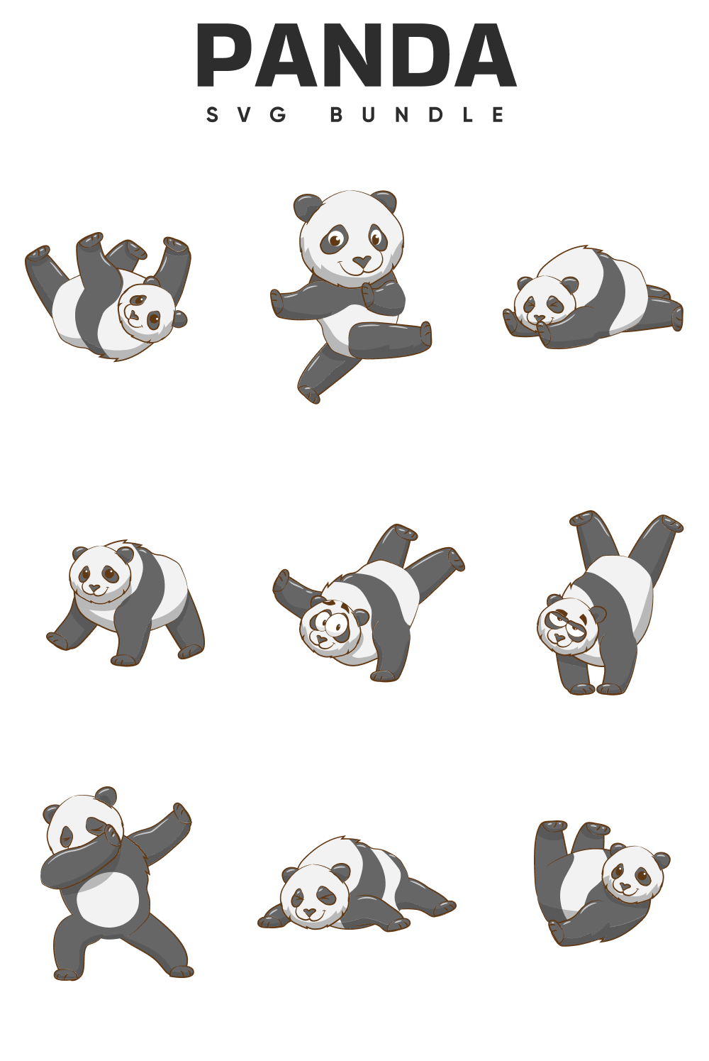 Bunch of panda stickers that are on a white surface.