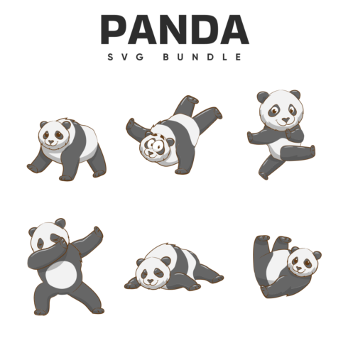 Bunch of pandas are doing different things.