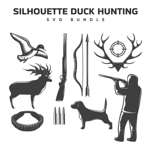 Preview silhouette duck hunting svg bundle.