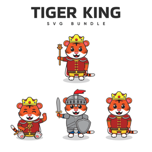 King of tigers in four forms and the name of the product at the head.