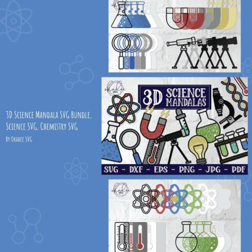 3D Science Mandala SVG Bundle, Science SVG, Chemistry SVG.