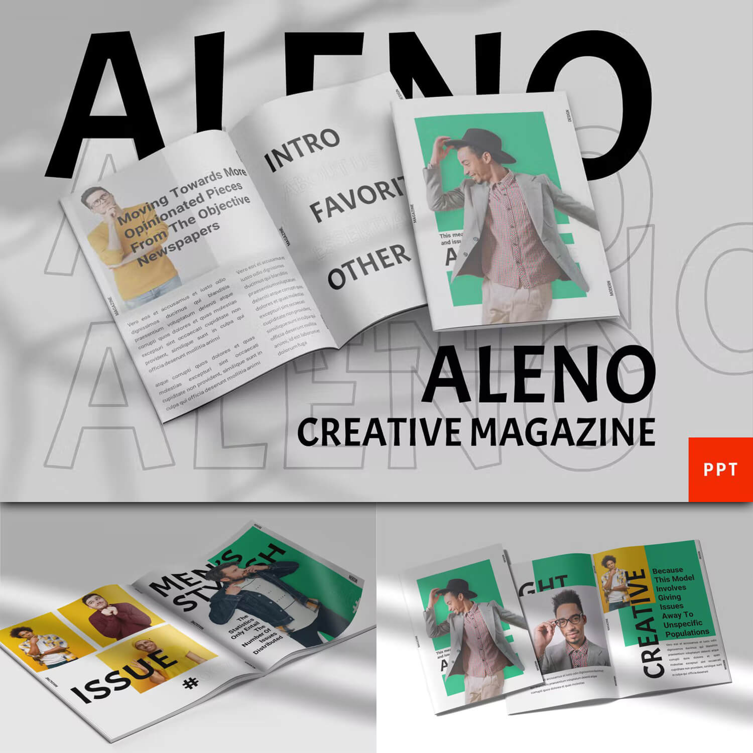 Aleno magazine powerpoint template.