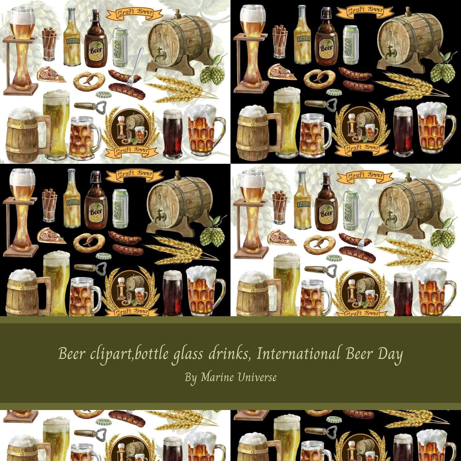 beer bottle and glass clipart