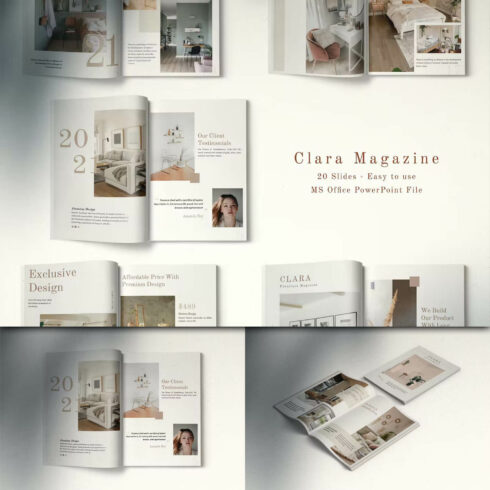 Clara Minimalist Magazine Layout Powerpoint.
