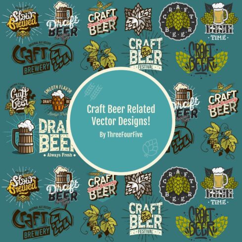 Craft Beer Related Vector Designs.