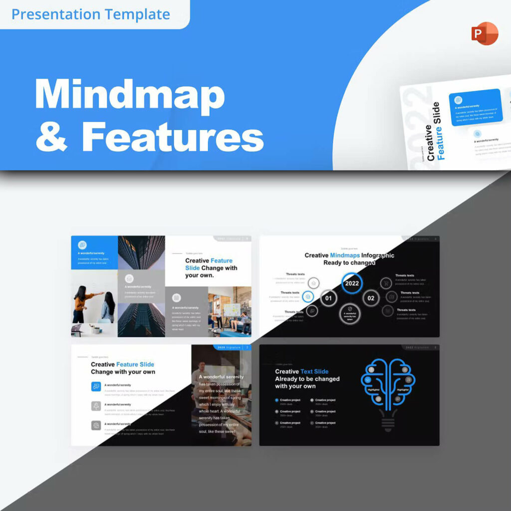 Mindmaps & Features PowerPoint Template – MasterBundles