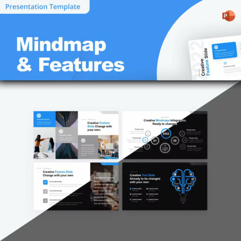 Mindmaps & Features PowerPoint Template.