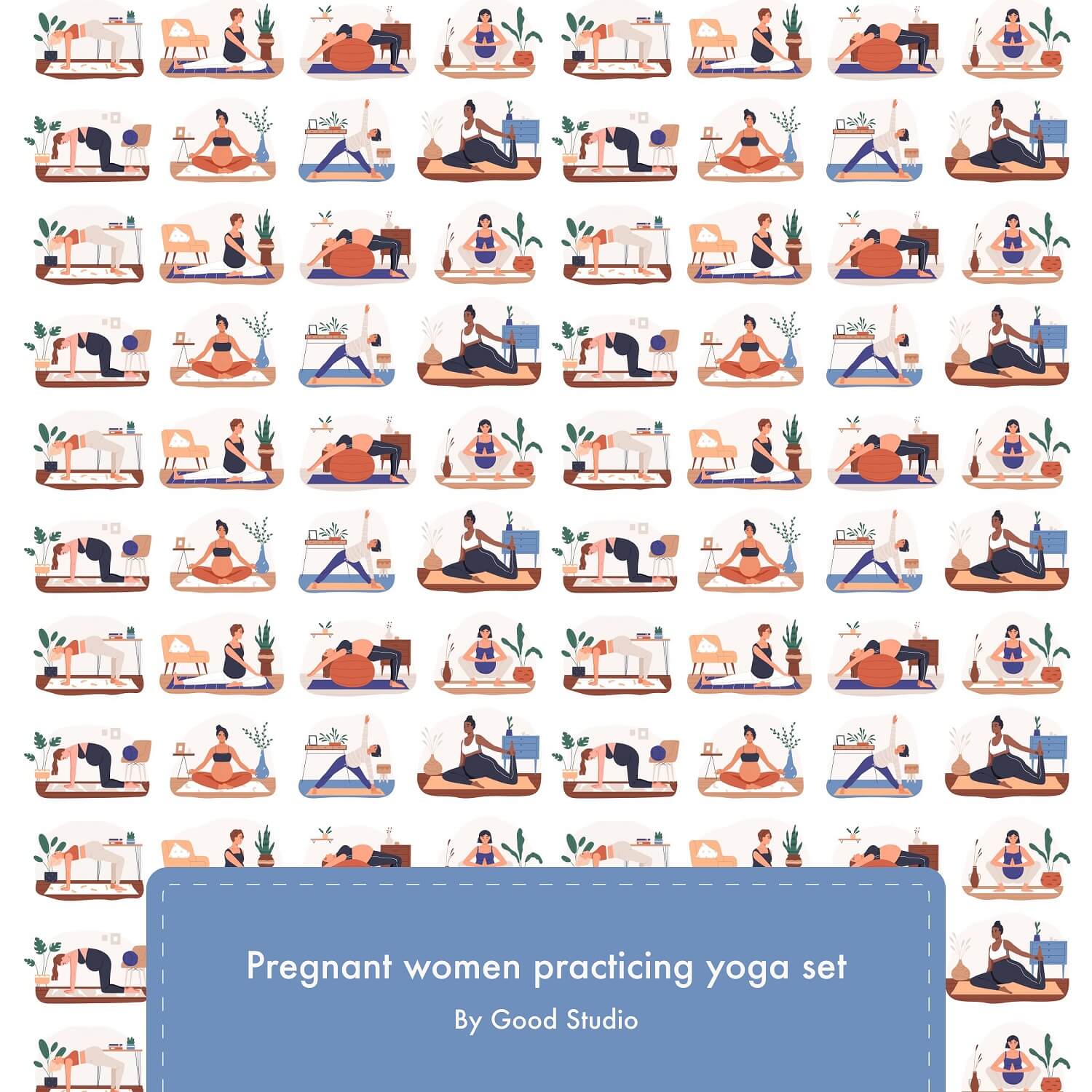 Image of pregnant women doing various yoga exercises.