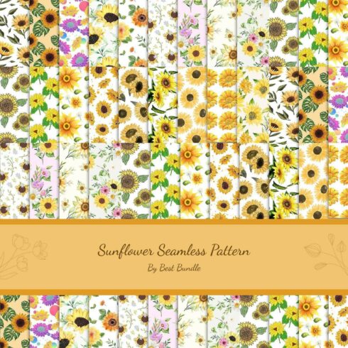 Sunflower Seamless Pattern by best bundle.
