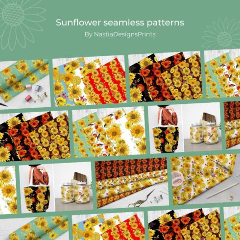 Sunflower Seamless Patterns.