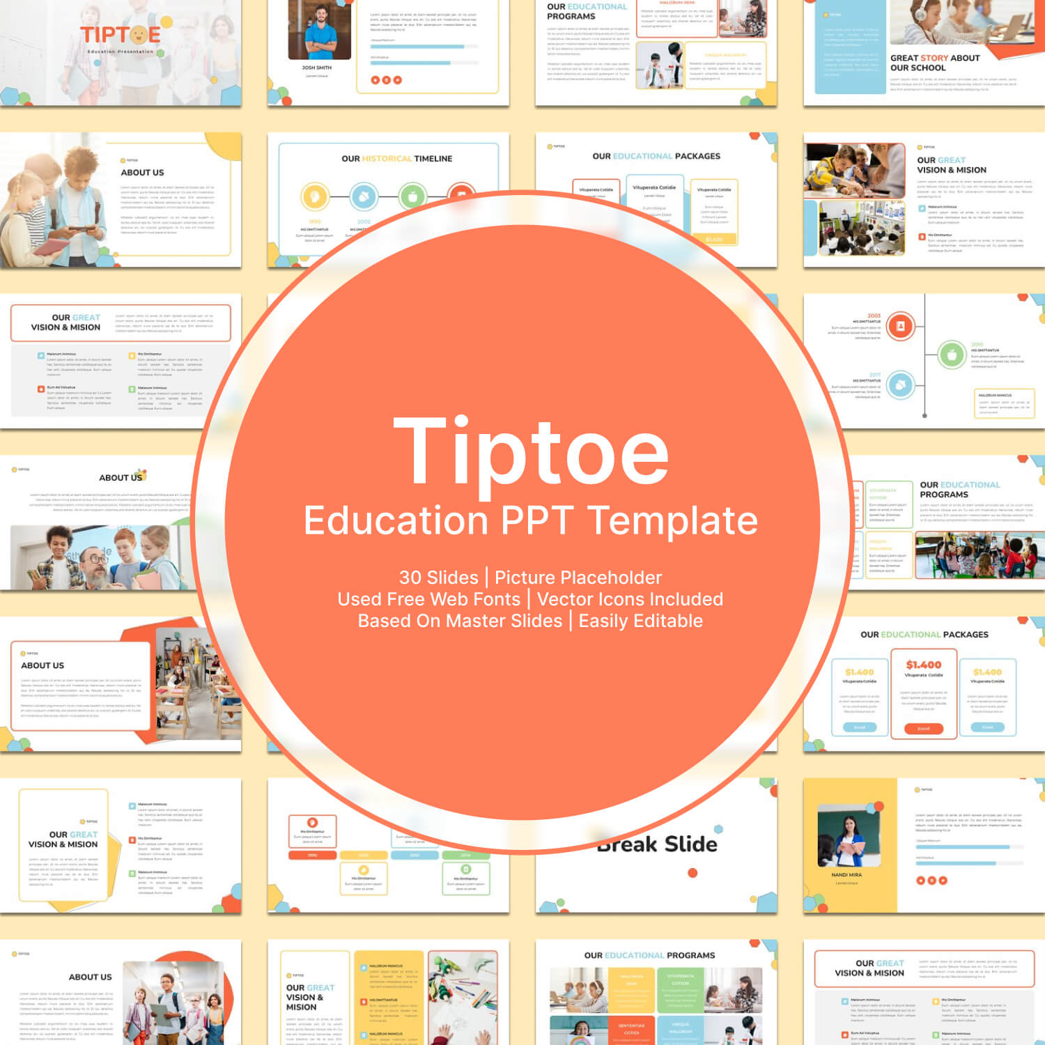 Tiptoe education ppt template.