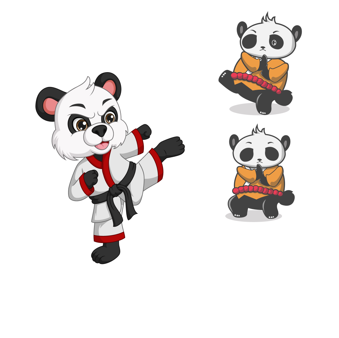 Panda bear is doing karate moves.