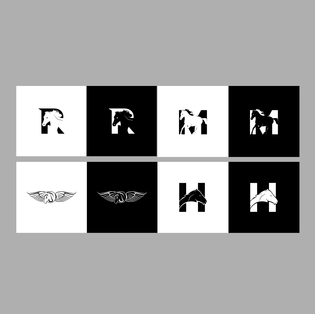 Set of four black and white logos.