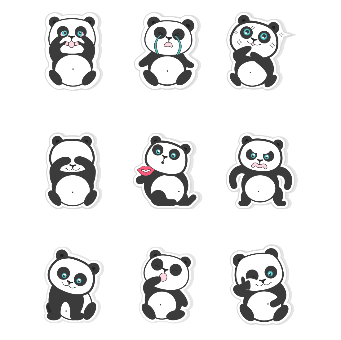 Cute Panda Bear Stroke PNG & SVG Design For T-Shirts