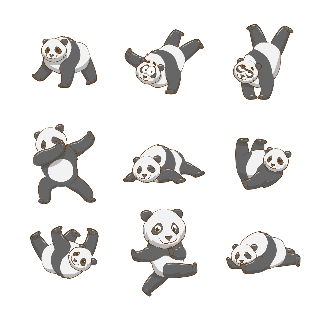 Bunch of pandas that are laying down.