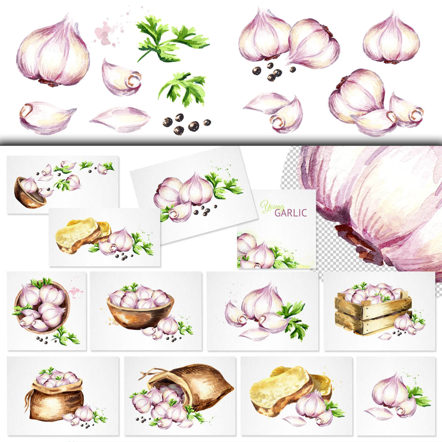 Image of garlic in a bag.