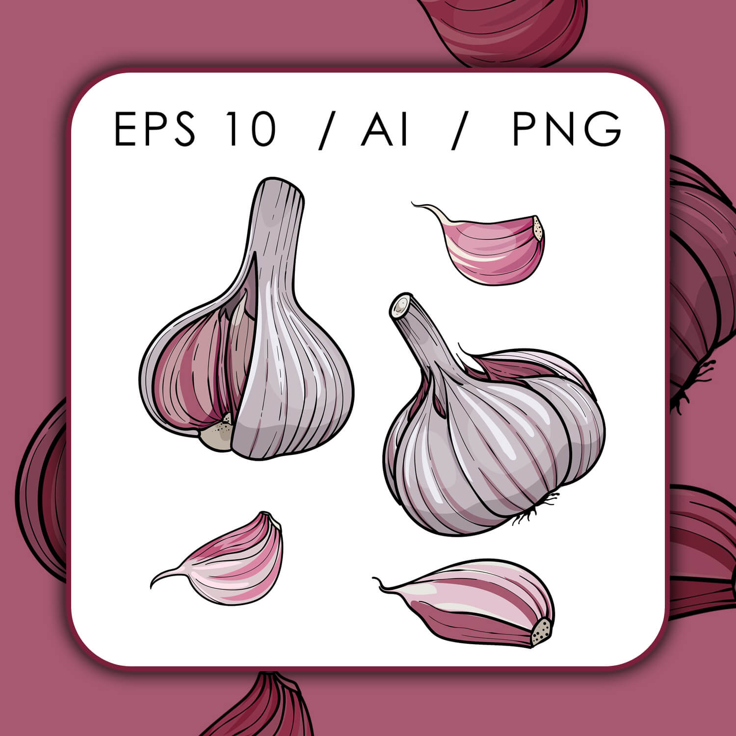 A large slide with a pink background and an image of garlic.