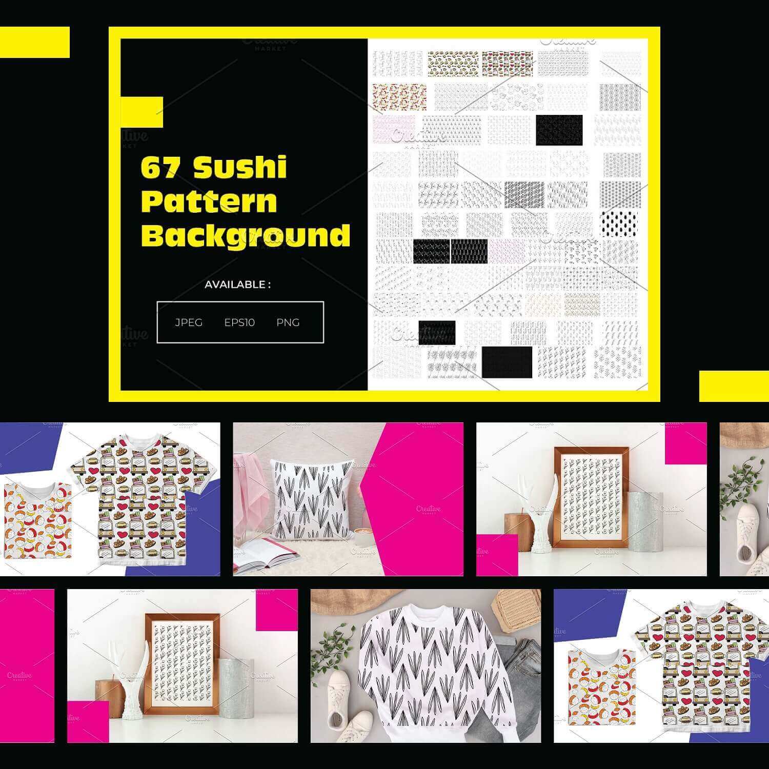 67 Sushi Food Pattern Background on the casual things.