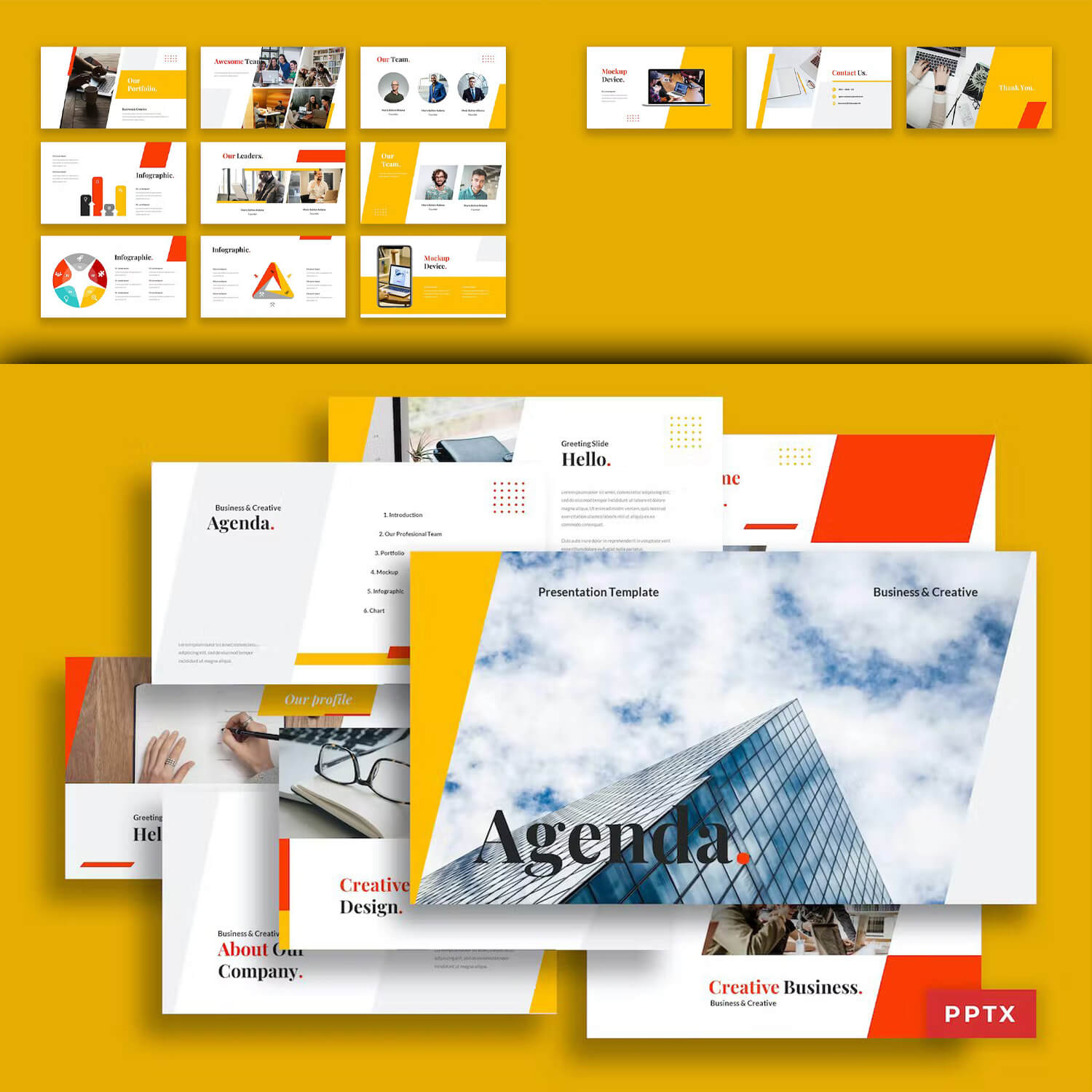 Business and creative of Agenda presentation template.