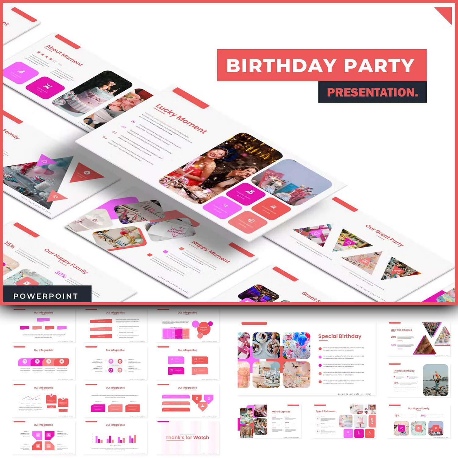Lucky moment of Birthday Party - Powerpoint Template.
