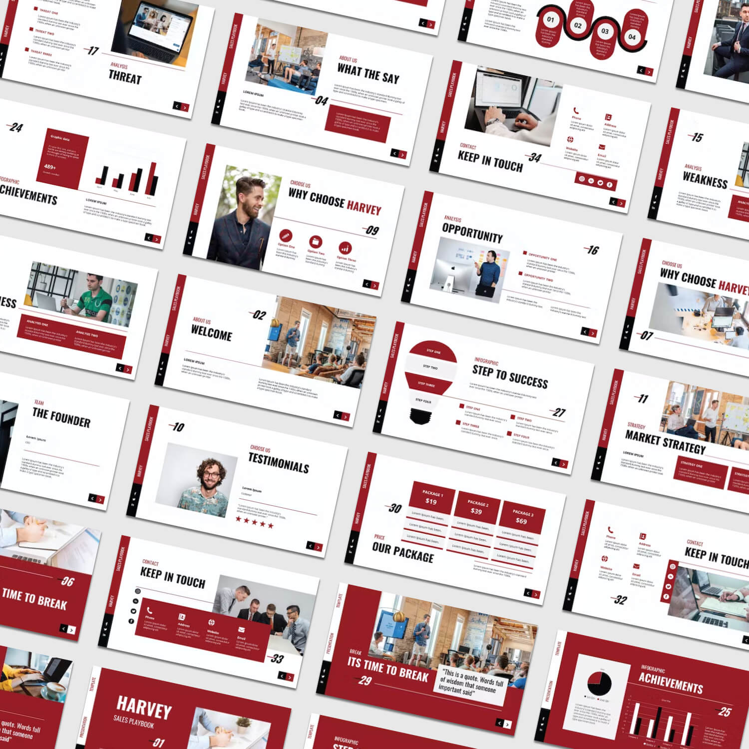 Diagonal picture of Sales Playbook Powerpoint Template.