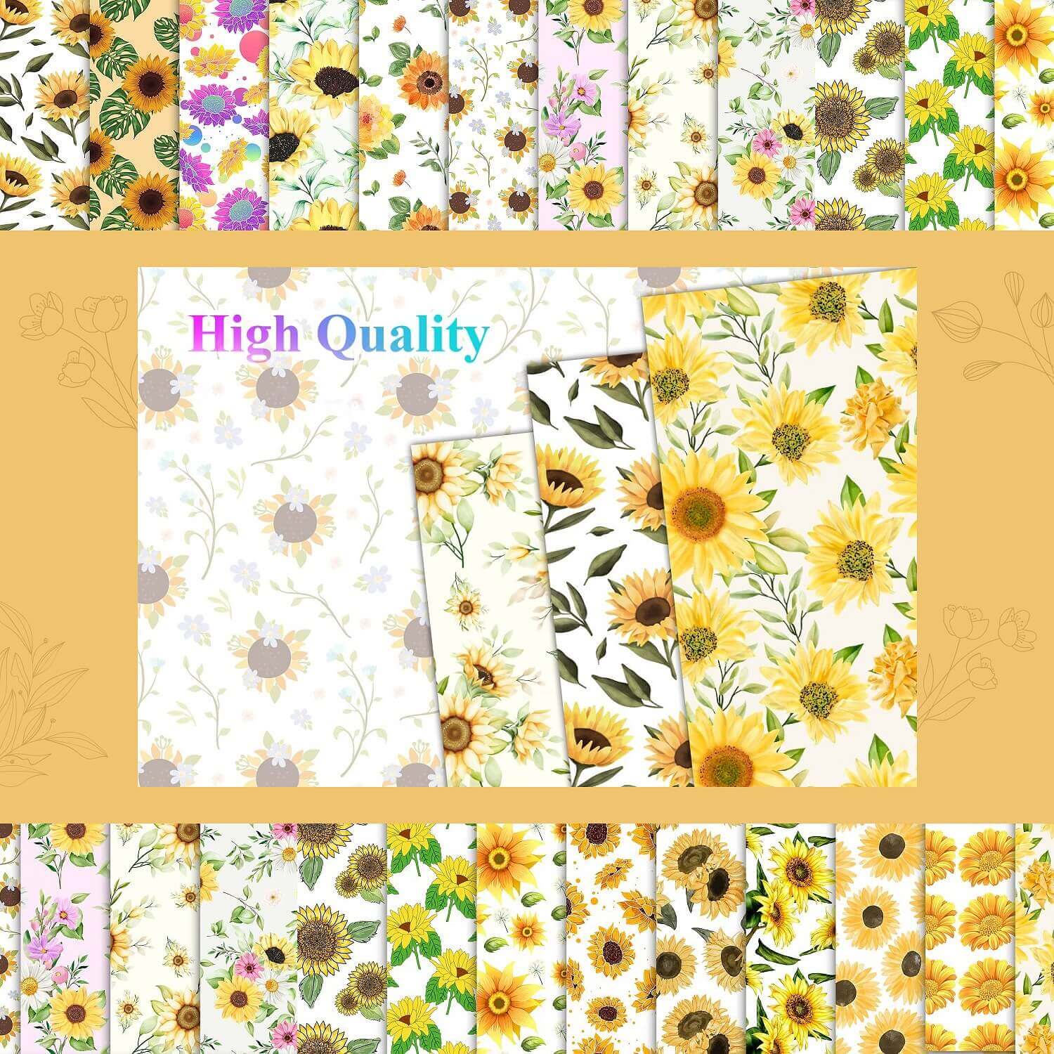 High quality pattern with sunflowers.