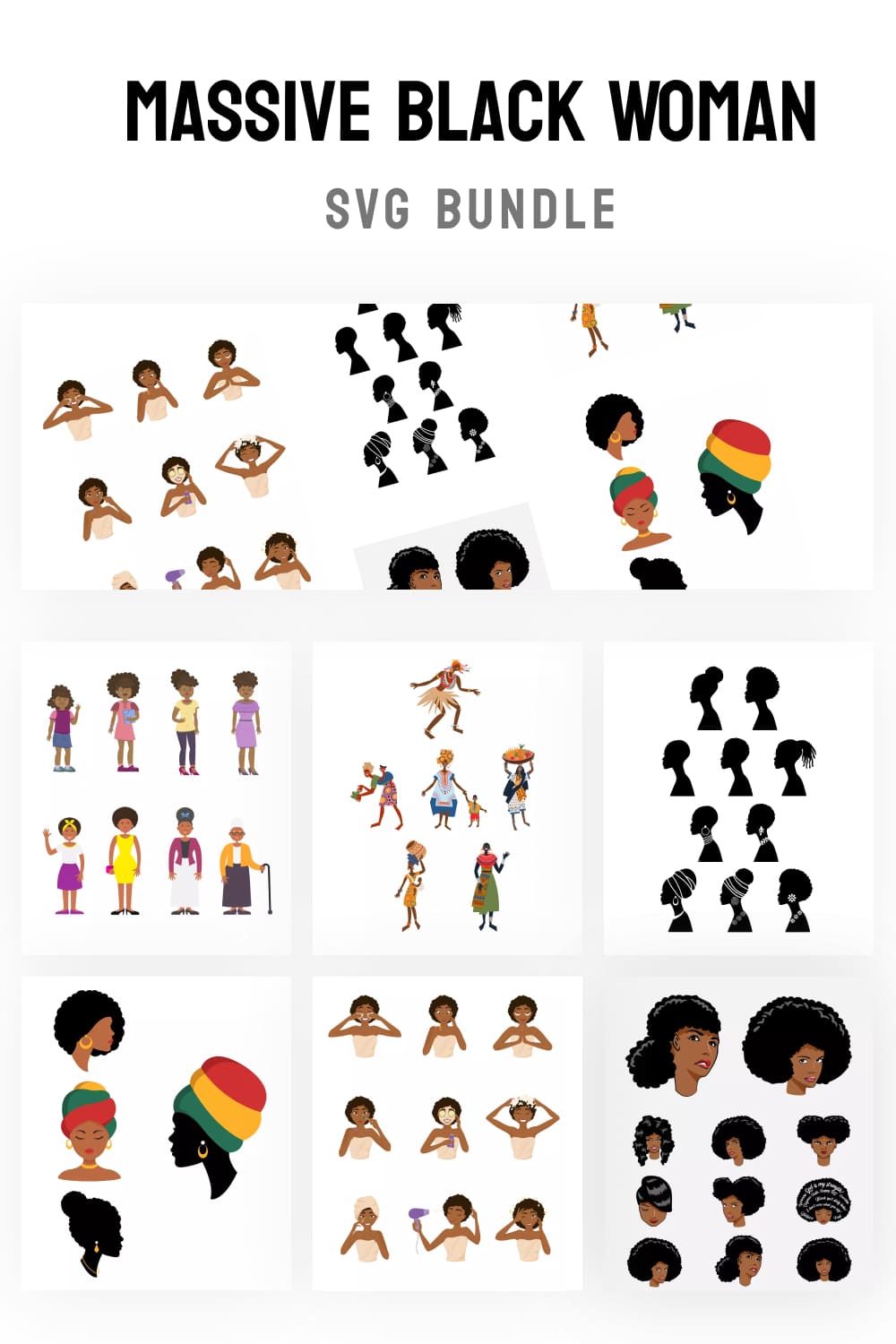 Massive Black Woman SVG Bundle Pinterest.